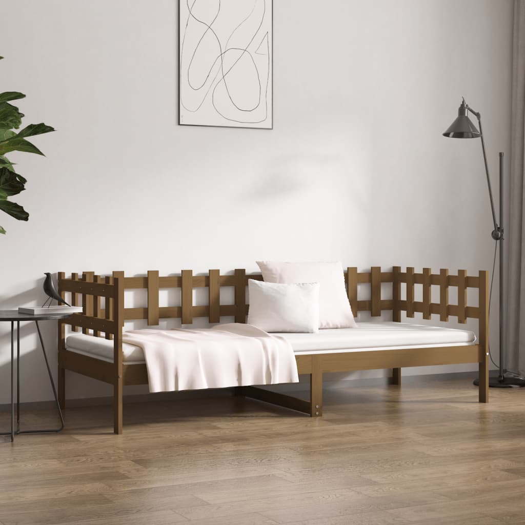 Slaapbank 90X200 Cm Massief Grenenhout Honingbruin