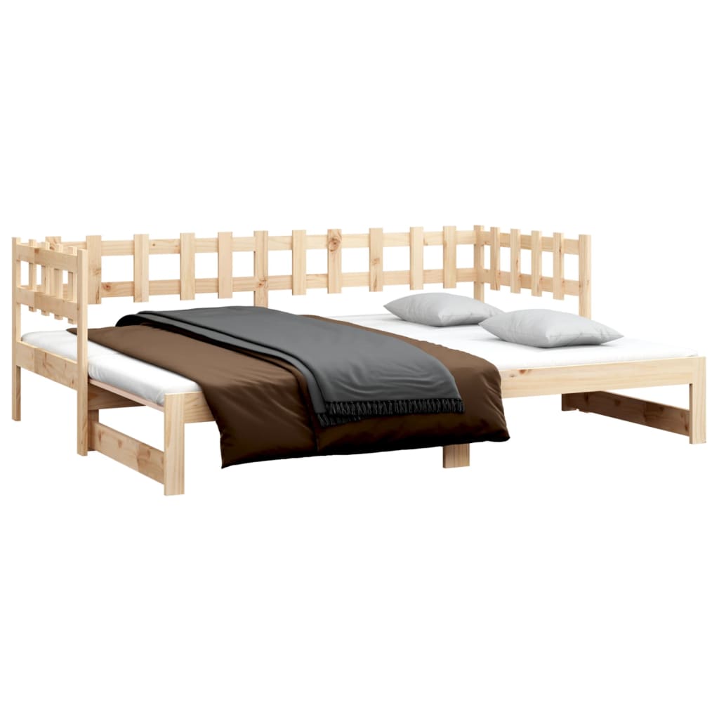 Slaapbank uitschuifbaar 2x(80x200) cm massief grenenhout