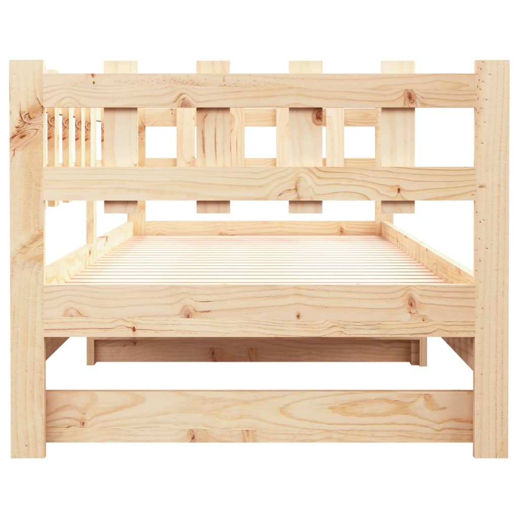 Slaapbank uitschuifbaar 2x(80x200) cm massief grenenhout