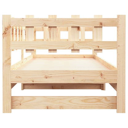 Slaapbank uitschuifbaar 2x(80x200) cm massief grenenhout