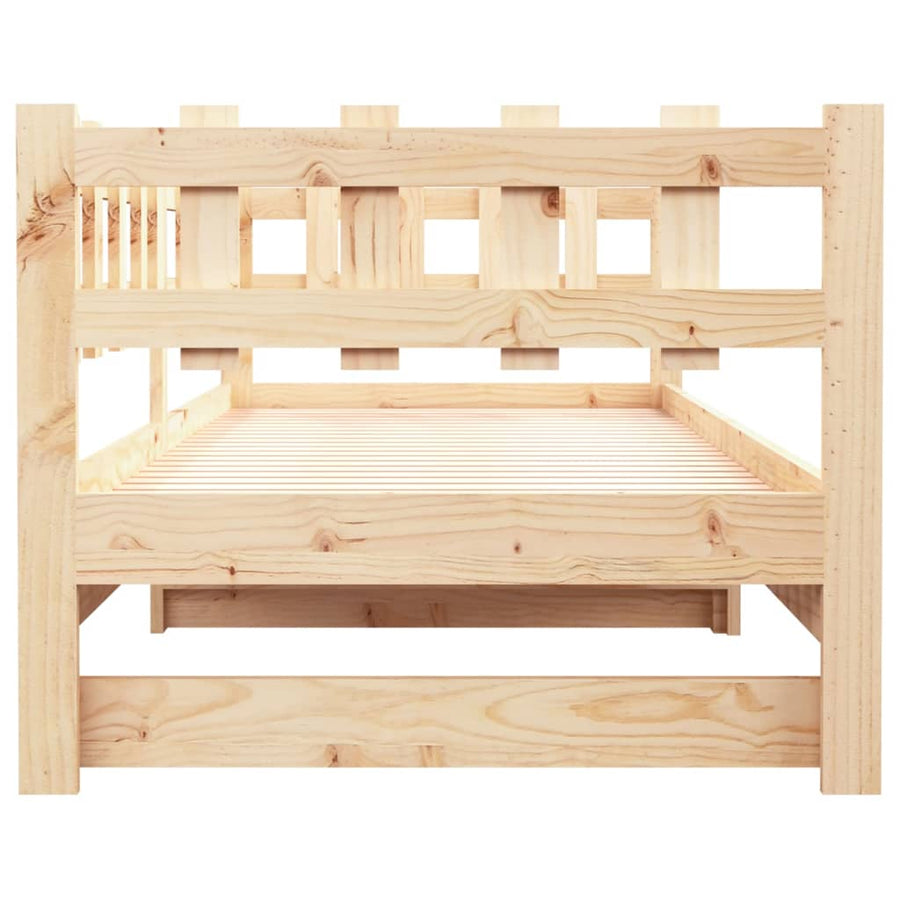 Slaapbank uitschuifbaar 2x(80x200) cm massief grenenhout