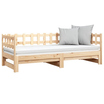 Slaapbank uitschuifbaar 2x(80x200) cm massief grenenhout