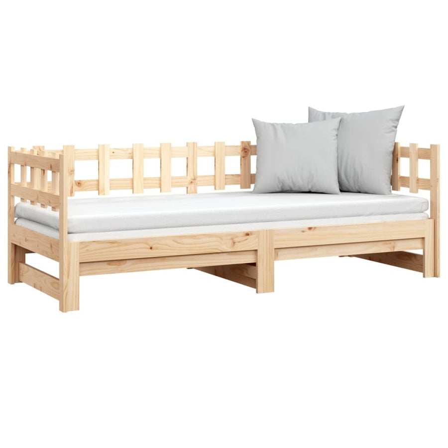 Slaapbank uitschuifbaar 2x(80x200) cm massief grenenhout
