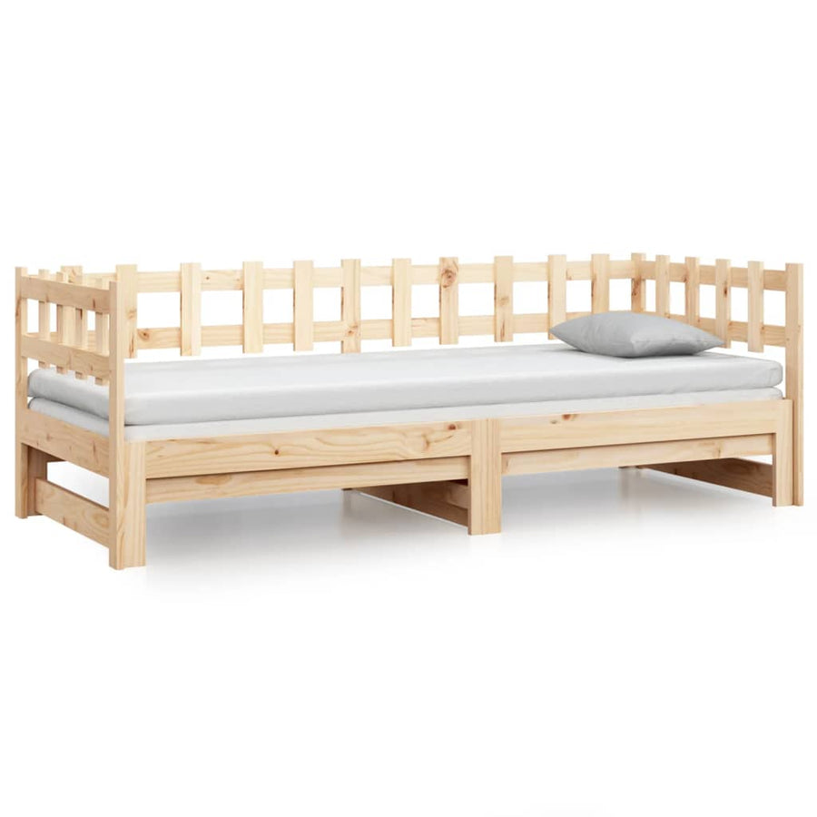 Slaapbank uitschuifbaar 2x(80x200) cm massief grenenhout