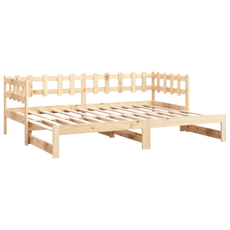 Slaapbank uitschuifbaar 2x(80x200) cm massief grenenhout