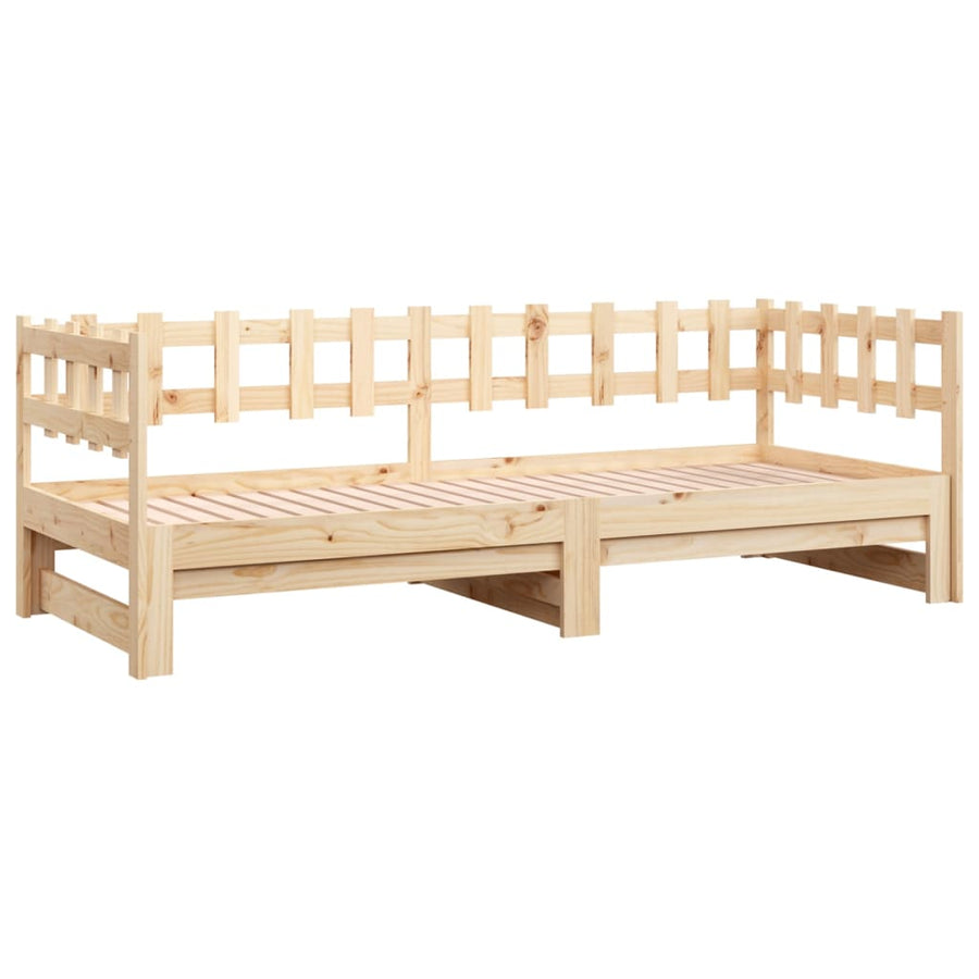 Slaapbank uitschuifbaar 2x(80x200) cm massief grenenhout