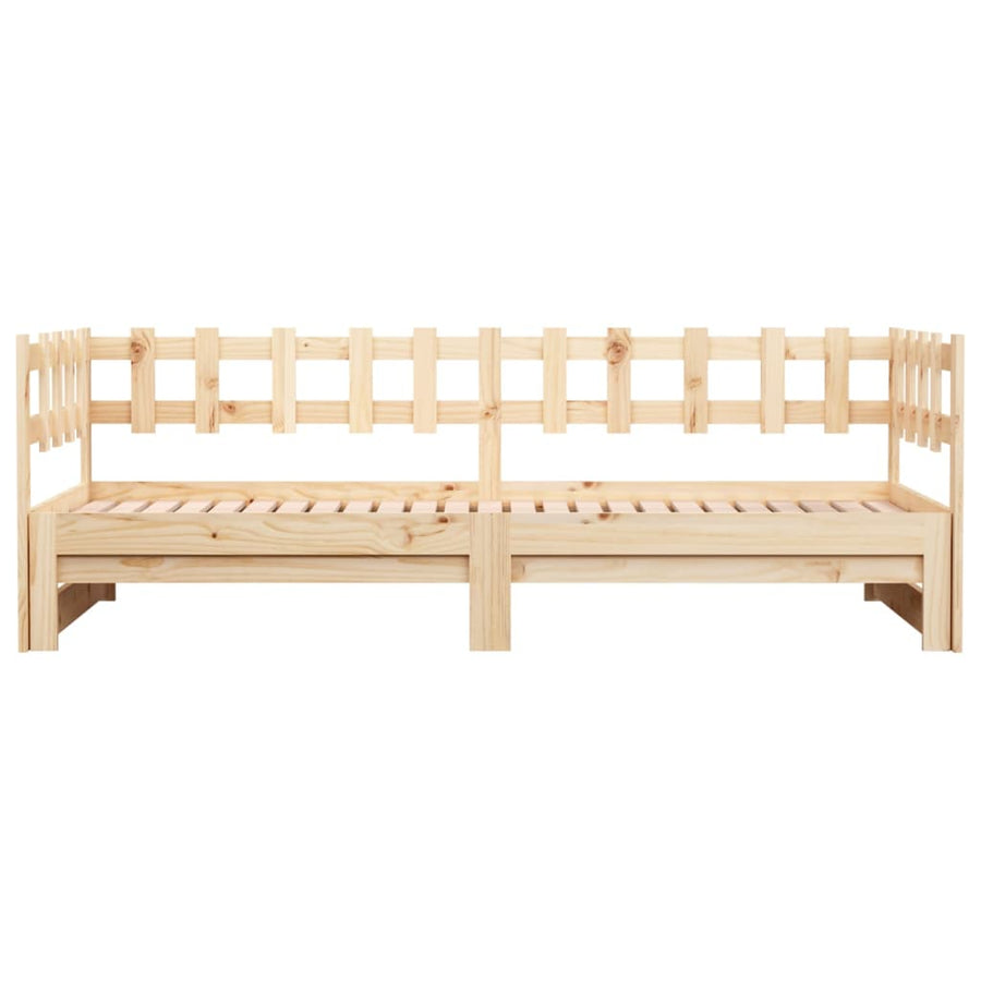 Slaapbank uitschuifbaar 2x(80x200) cm massief grenenhout