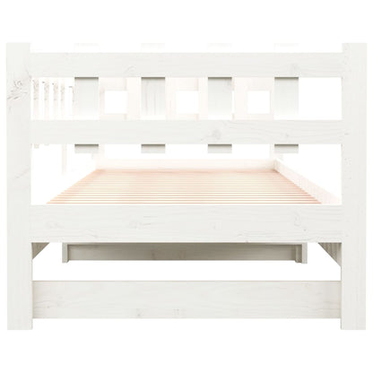 Slaapbank uitschuifbaar 2x(80x200) cm massief grenenhout wit
