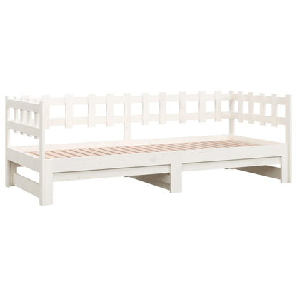 Slaapbank uitschuifbaar 2x(80x200) cm massief grenenhout wit