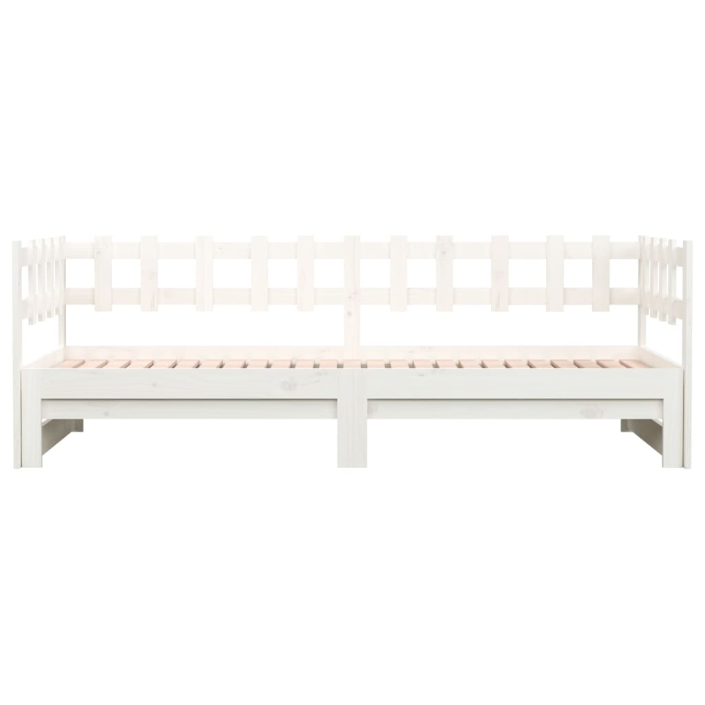 Slaapbank uitschuifbaar 2x(80x200) cm massief grenenhout wit