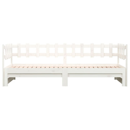 Slaapbank uitschuifbaar 2x(80x200) cm massief grenenhout wit