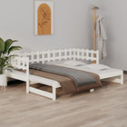 Slaapbank massief grenenhout wit 2x(80x200 cm)