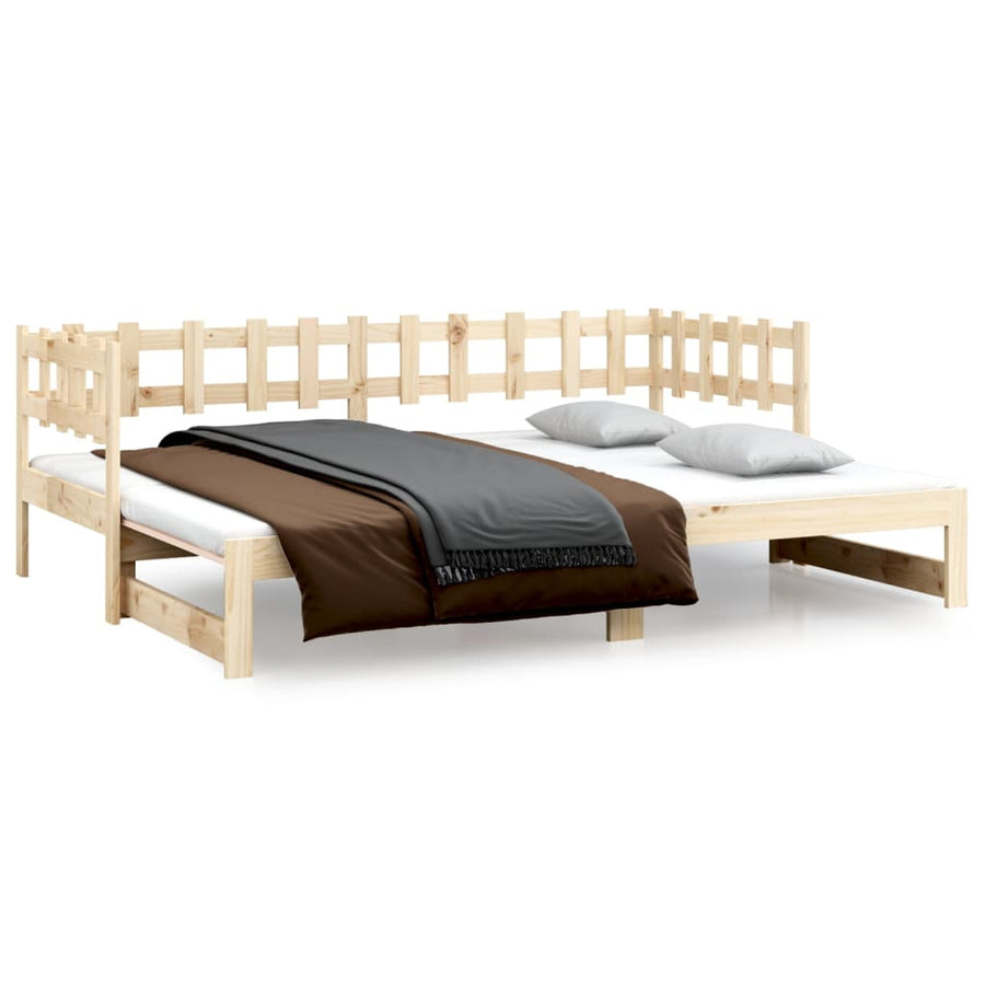Slaapbank uitschuifbaar 2x(90x200) cm massief grenenhout