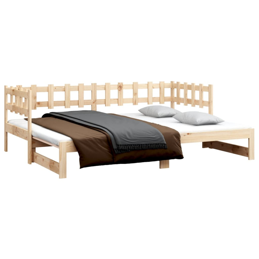 Slaapbank uitschuifbaar 2x(90x200) cm massief grenenhout