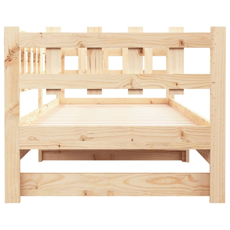Slaapbank uitschuifbaar 2x(90x200) cm massief grenenhout