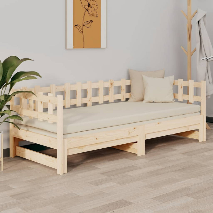 Slaapbank uitschuifbaar 2x(90x200) cm massief grenenhout
