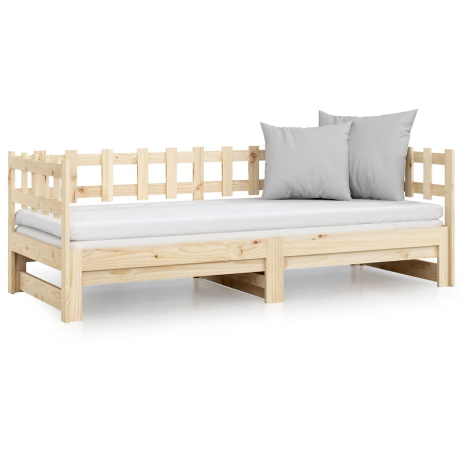 Slaapbank uitschuifbaar 2x(90x200) cm massief grenenhout
