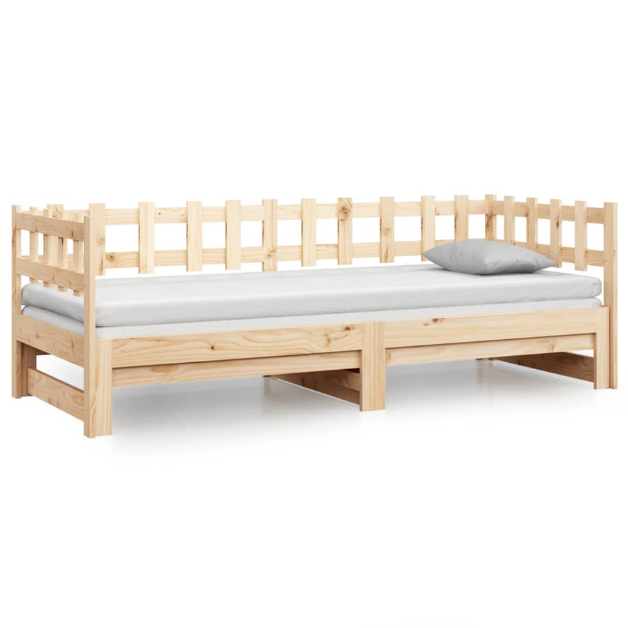 Slaapbank uitschuifbaar 2x(90x200) cm massief grenenhout