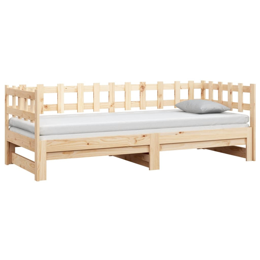 Slaapbank uitschuifbaar 2x(90x200) cm massief grenenhout
