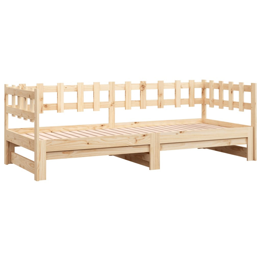 Slaapbank uitschuifbaar 2x(90x200) cm massief grenenhout