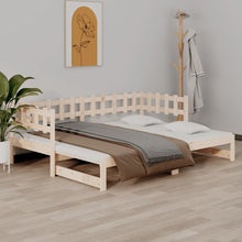 Slaapbank uitschuifbaar 2x(90x200) cm massief grenenhout