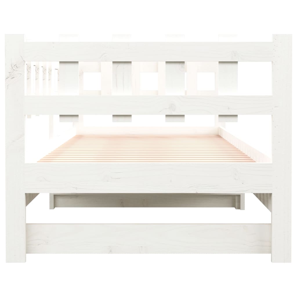 Slaapbank uitschuifbaar massief grenenhout wit 2x(90x200) cm