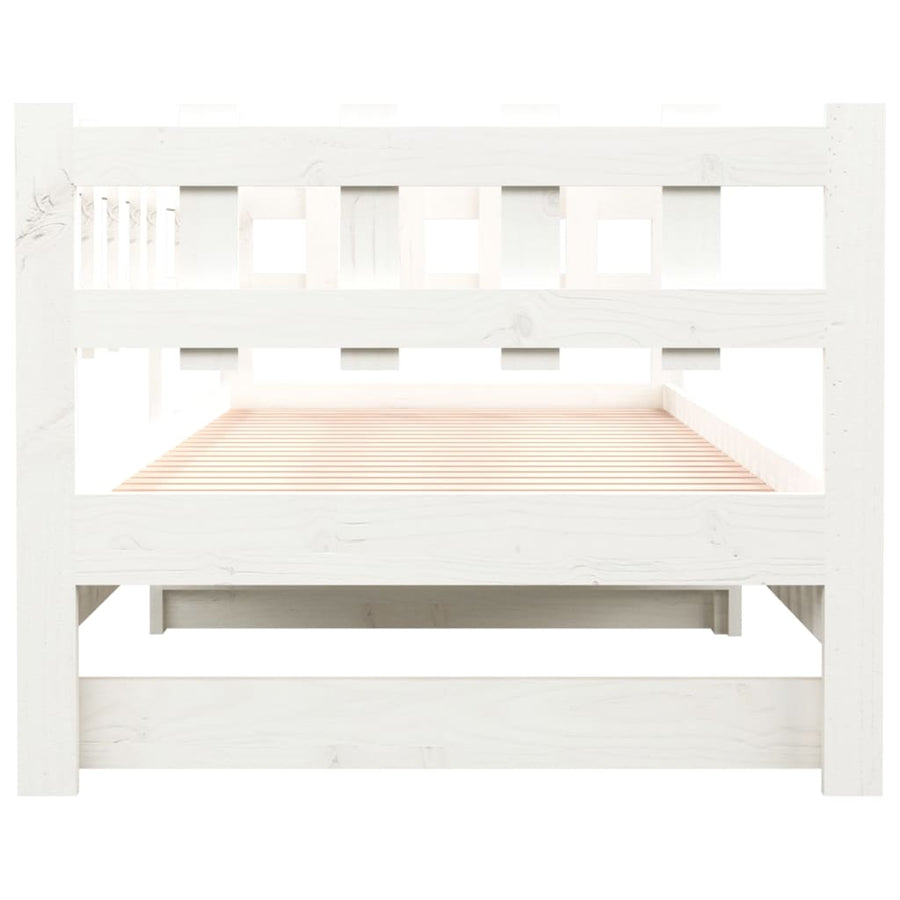 Slaapbank uitschuifbaar massief grenenhout wit 2x(90x200) cm