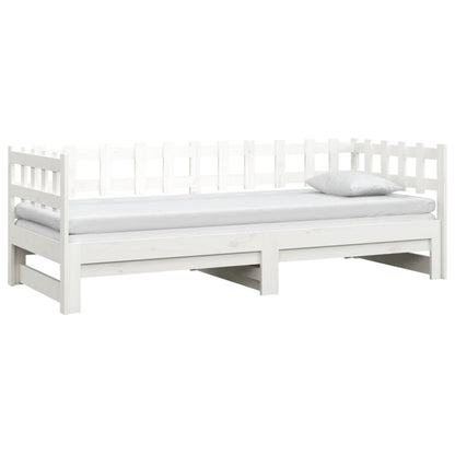 Slaapbank uitschuifbaar massief grenenhout wit 2x(90x200) cm