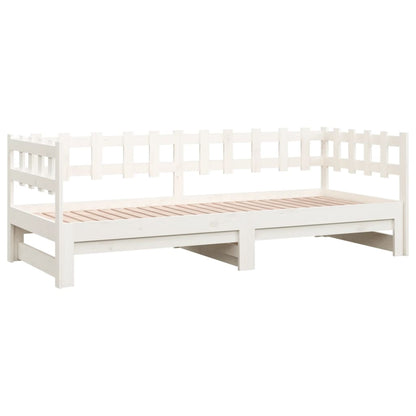 Slaapbank uitschuifbaar massief grenenhout wit 2x(90x200) cm