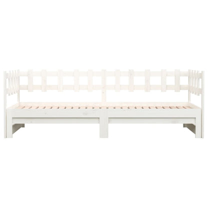 Slaapbank uitschuifbaar massief grenenhout wit 2x(90x200) cm