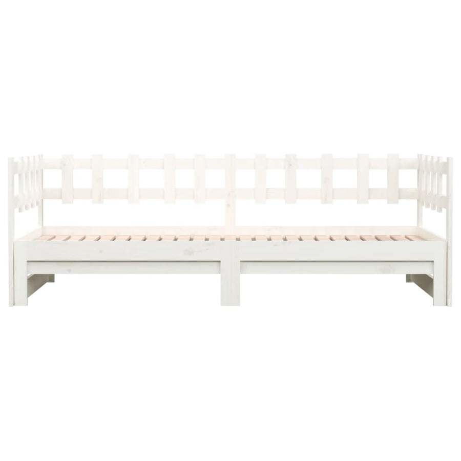 Slaapbank uitschuifbaar massief grenenhout wit 2x(90x200) cm