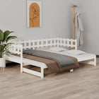 Slaapbank massief grenenhout wit 2x(90x200) cm