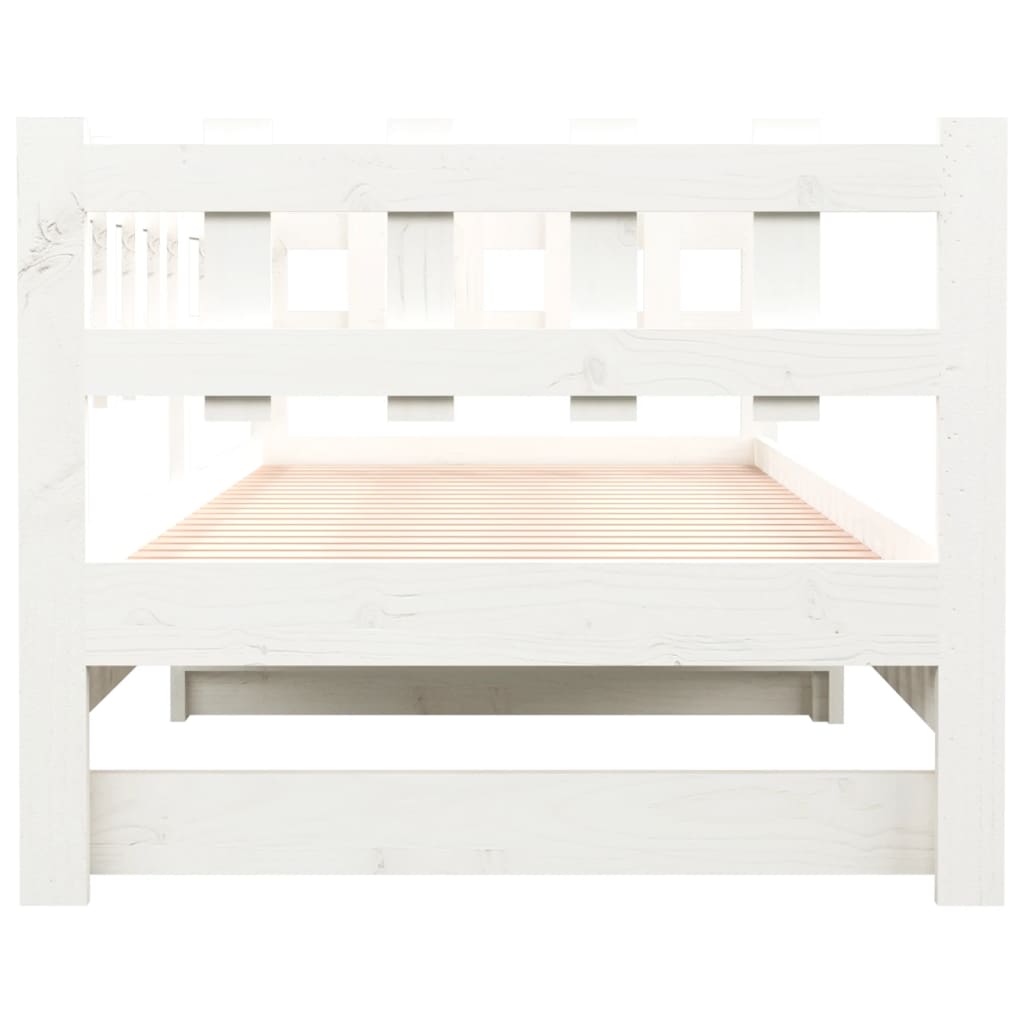 Slaapbank uitschuifbaar massief grenenhout wit 2x(90x190) cm