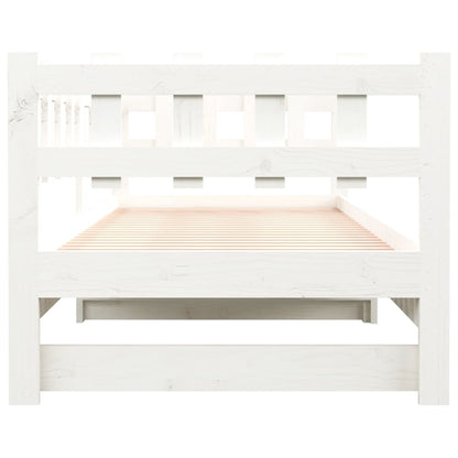 Slaapbank uitschuifbaar massief grenenhout wit 2x(90x190) cm