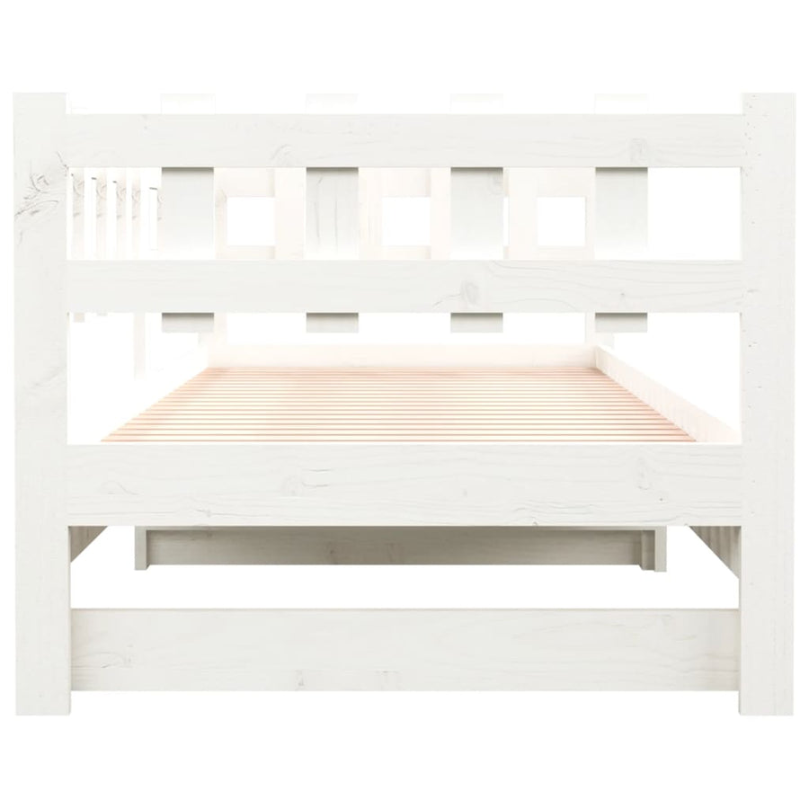 Slaapbank uitschuifbaar massief grenenhout wit 2x(90x190) cm