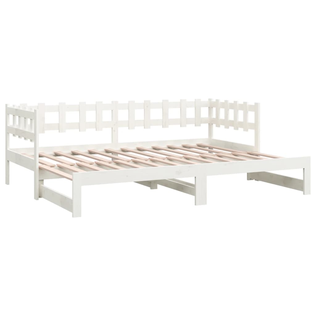 Slaapbank uitschuifbaar massief grenenhout wit 2x(90x190) cm