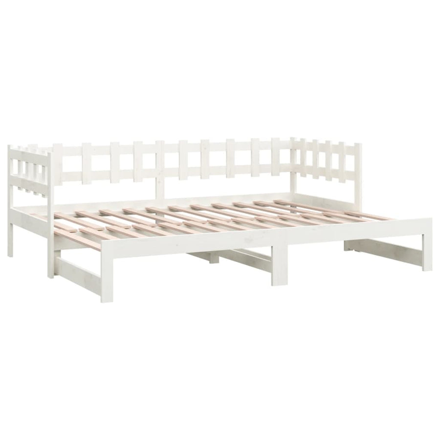 Slaapbank uitschuifbaar massief grenenhout wit 2x(90x190) cm