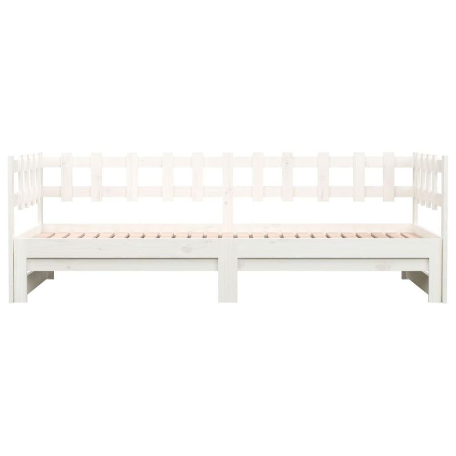 Slaapbank uitschuifbaar massief grenenhout wit 2x(90x190) cm