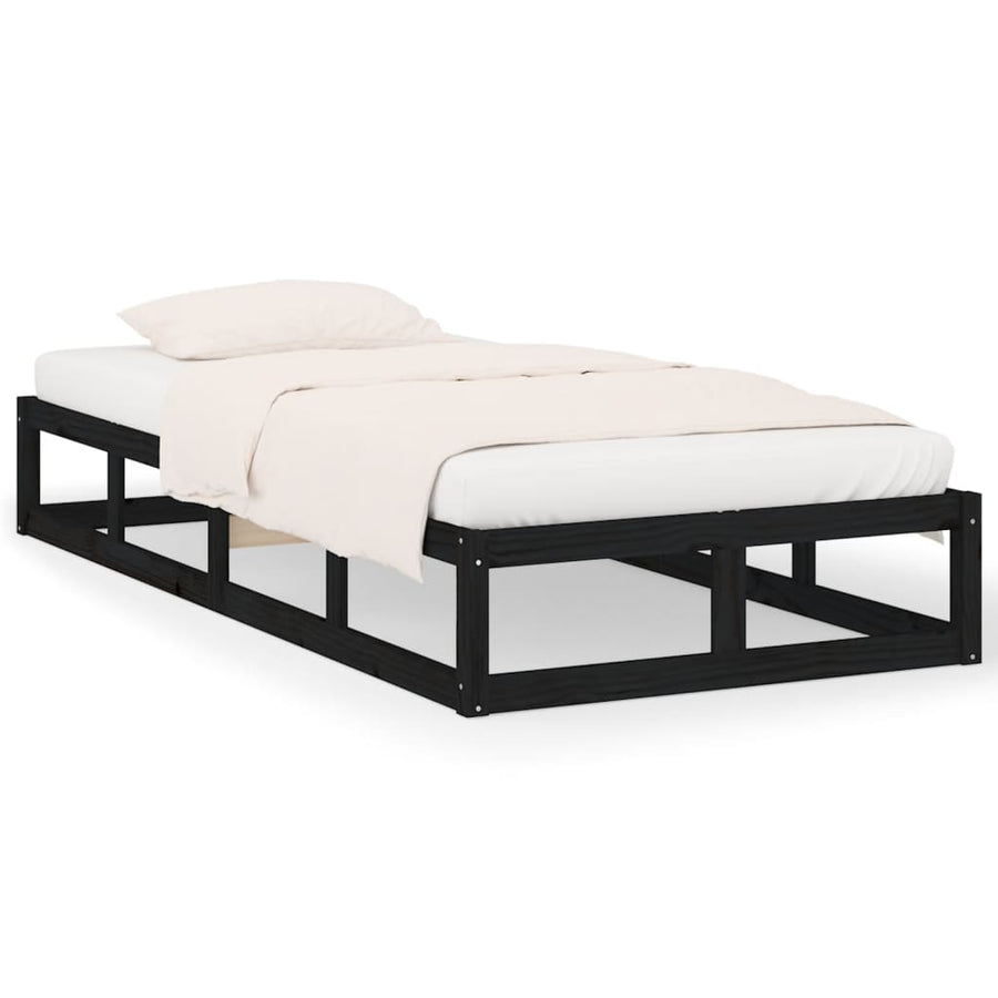 Bedframe Massief Hout 90 x 200 cm Zwart