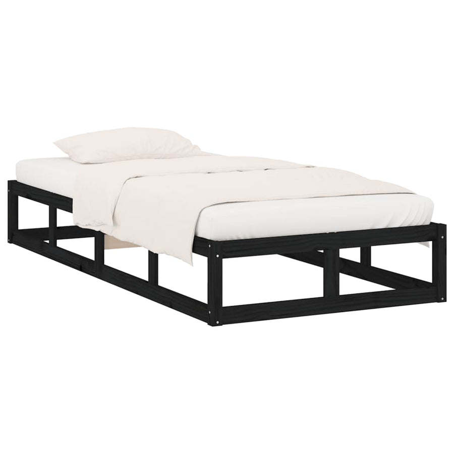 Bedframe Massief Hout 90 x 200 cm Zwart