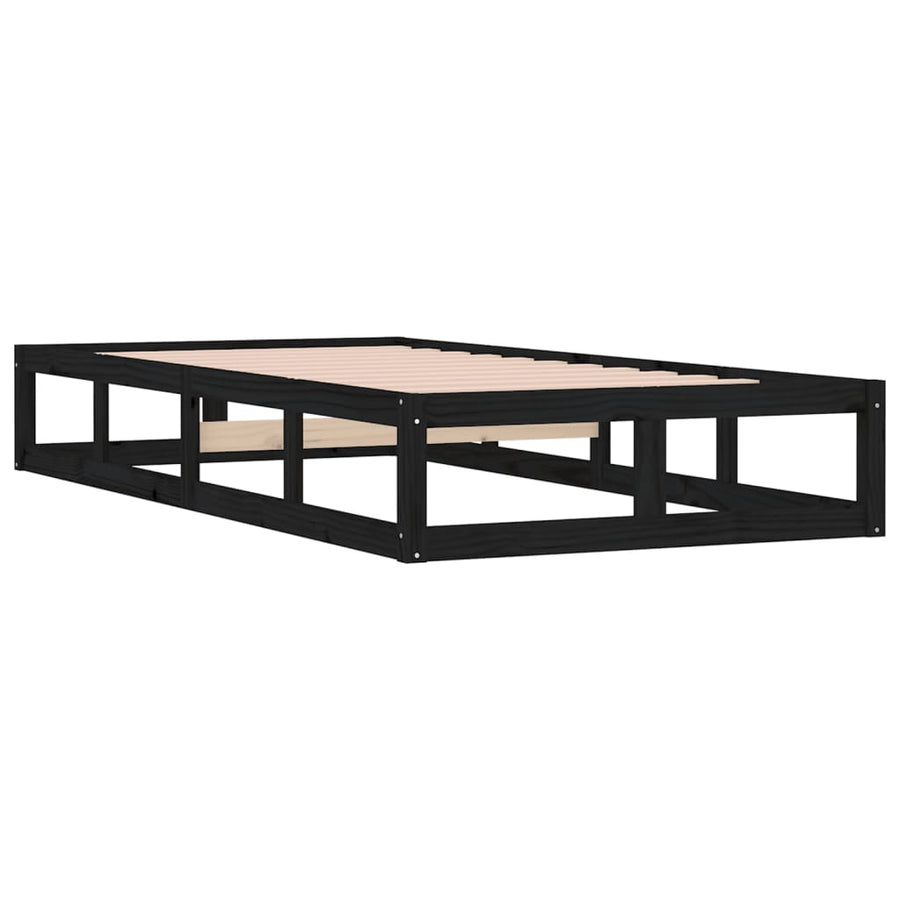 Bedframe Massief Hout 90 x 200 cm Zwart
