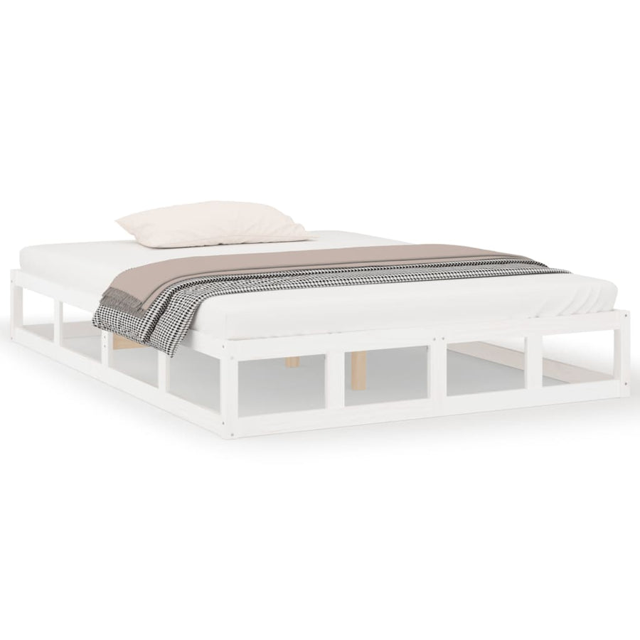 Bedframe Massief Hout 120 x 200 cm Wit