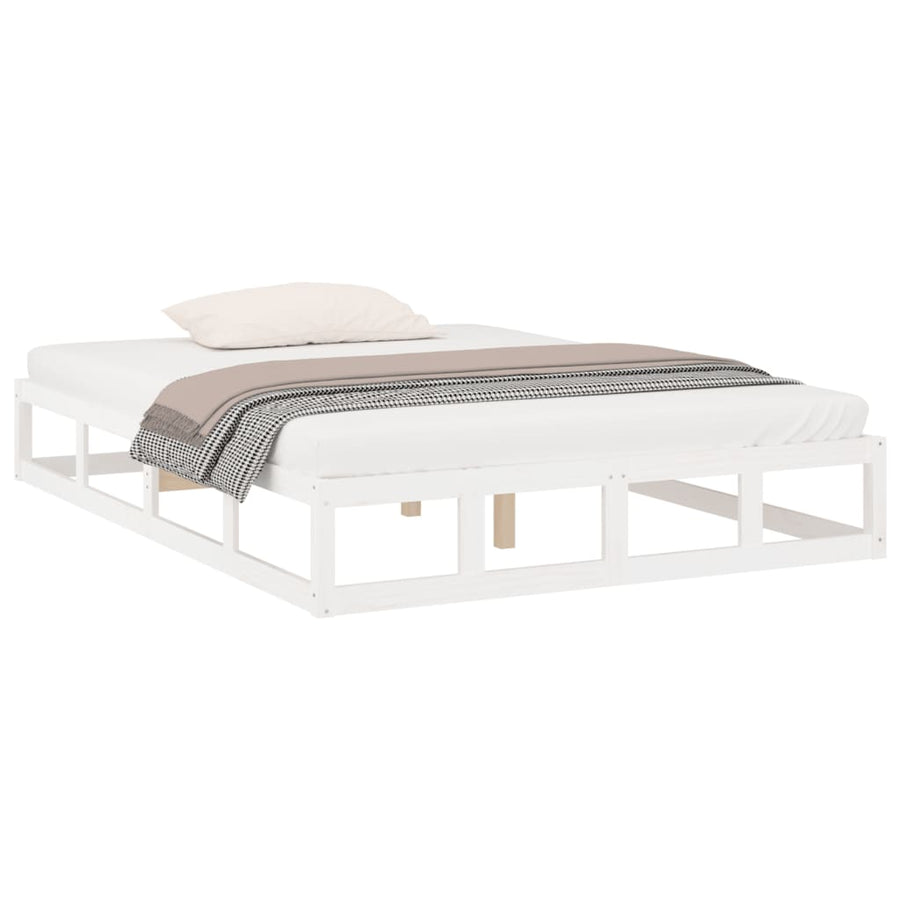 Bedframe Massief Hout 120 x 200 cm Wit