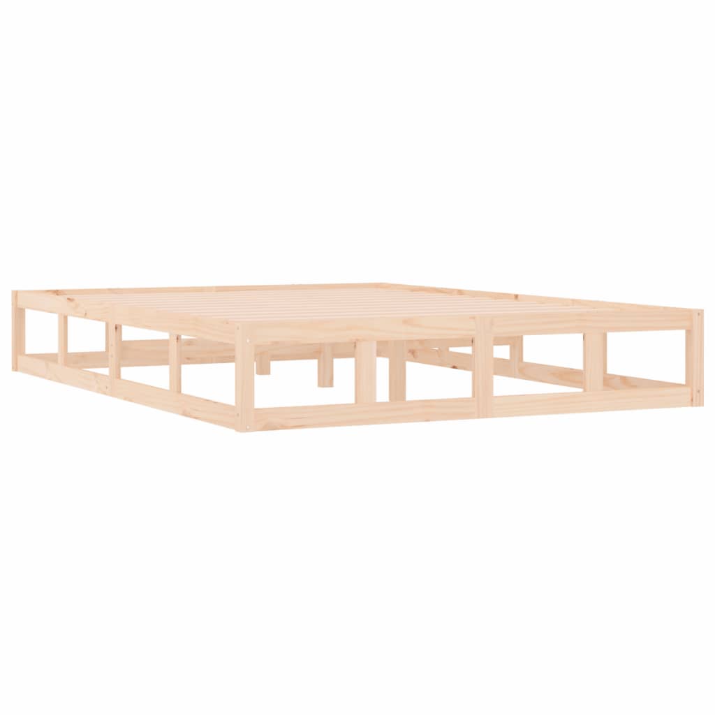 Bedframe Massief Hout 140 x 200 cm Naturel