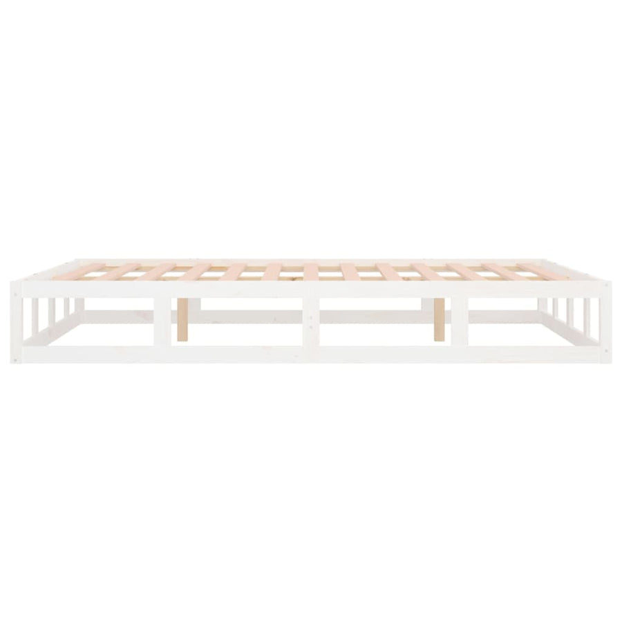 Bedframe Massief Hout 140 x 200 cm Wit