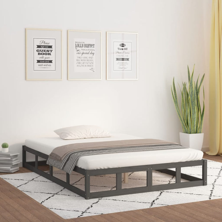 Bedframe Massief Hout 5Ft King Size 150 x 200 cm Grijs