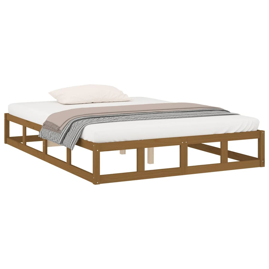 Bedframe Massief Hout 5Ft King Size 150 x 200 cm Honingbruin
