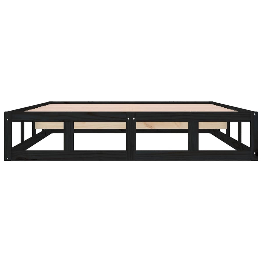Bedframe Massief Hout 160 x 200 cm Zwart