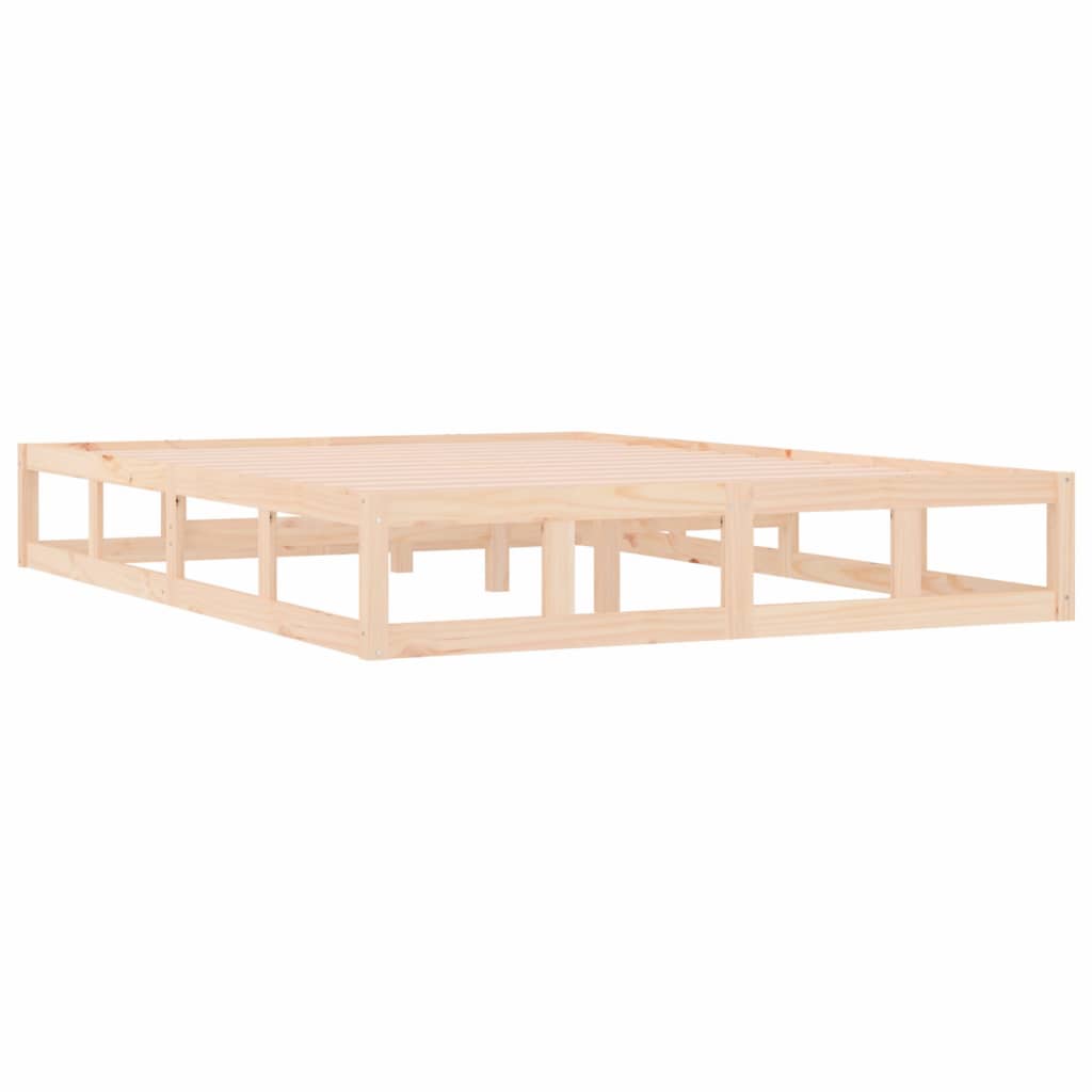 Bedframe Massief Hout 200 x 200 cm Naturel