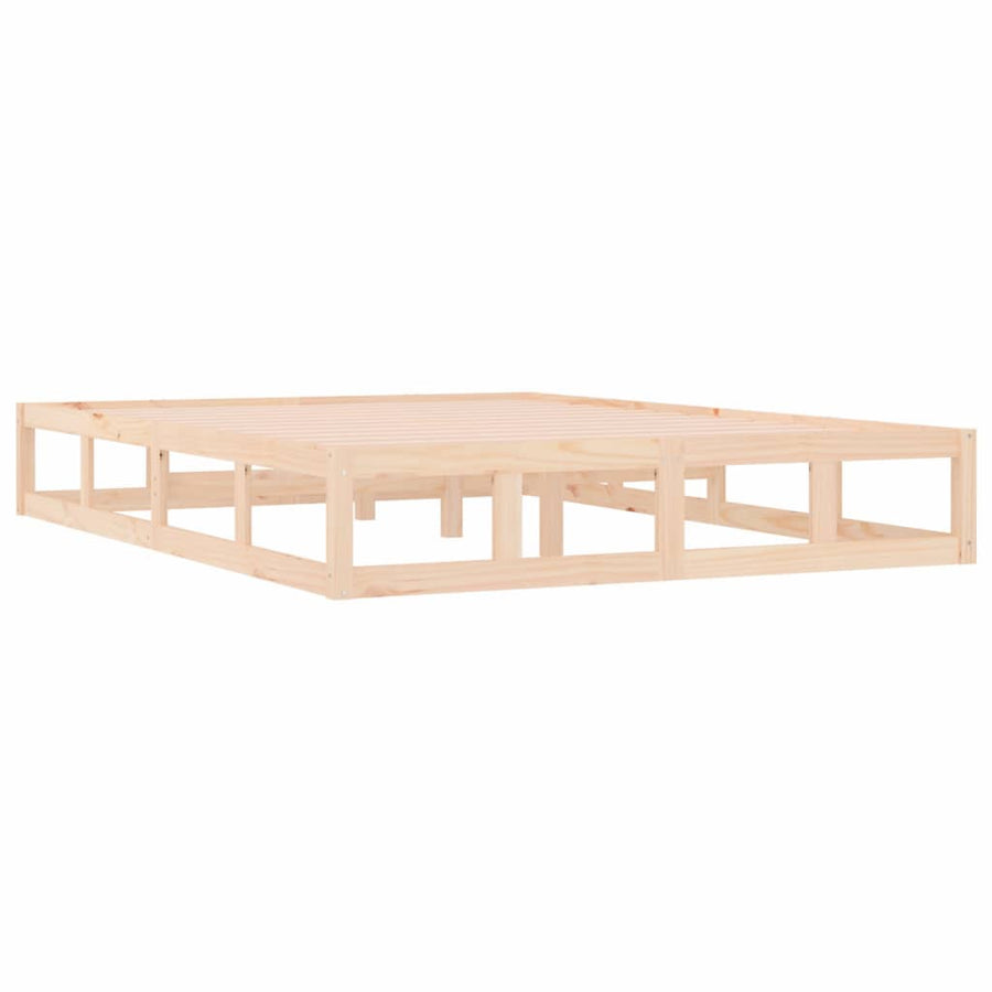 Bedframe Massief Hout 200 x 200 cm Naturel